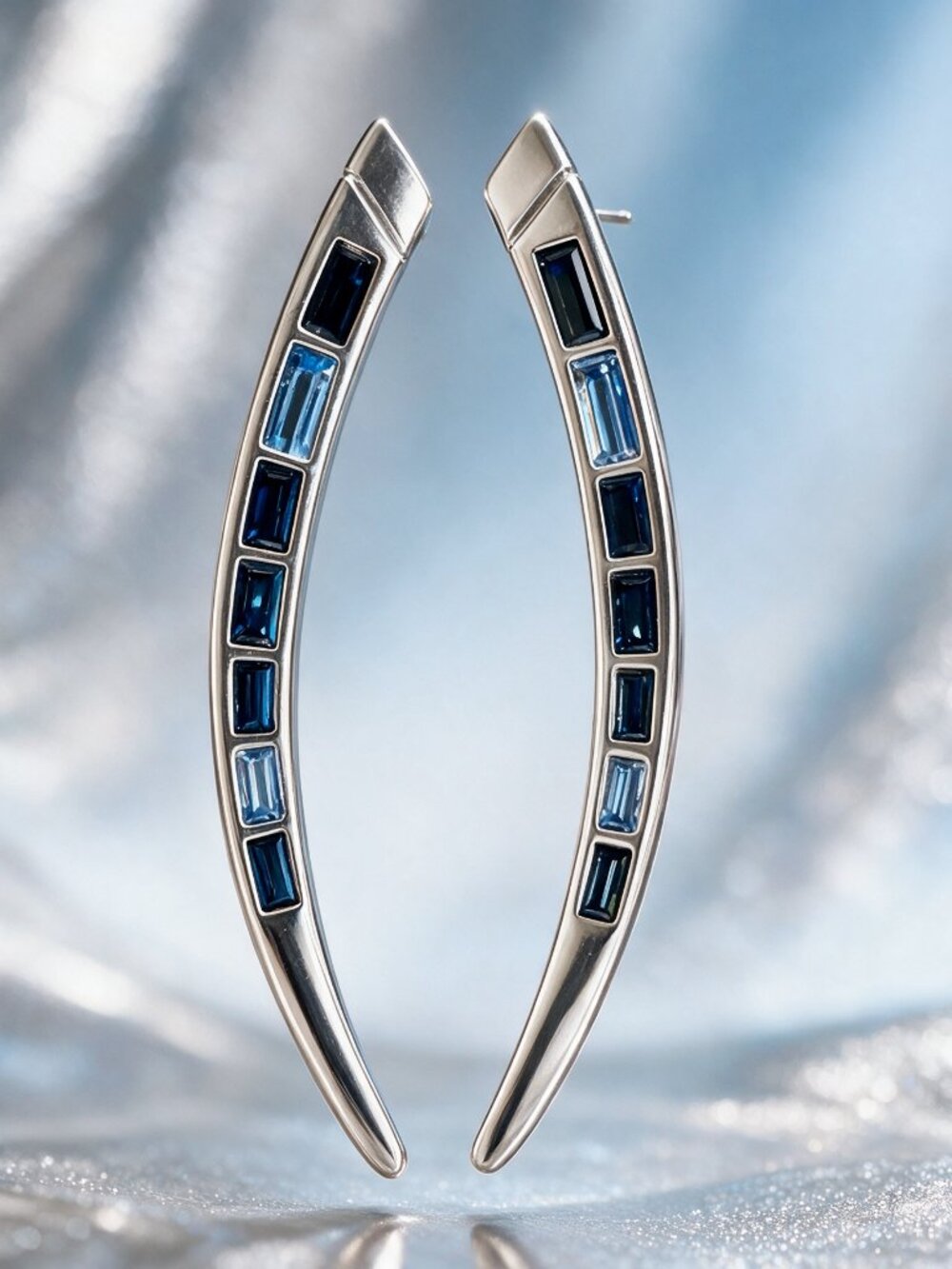 Silver Earrings with Blue Accents